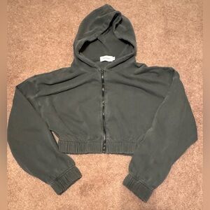 TALENTLESS Gray Cropped Hooded Sweatshirt Long Sleeve💖